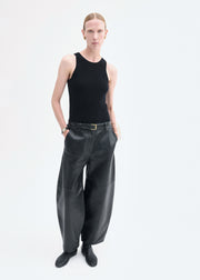 Cropped Leather Trouser - Black - CO Collections